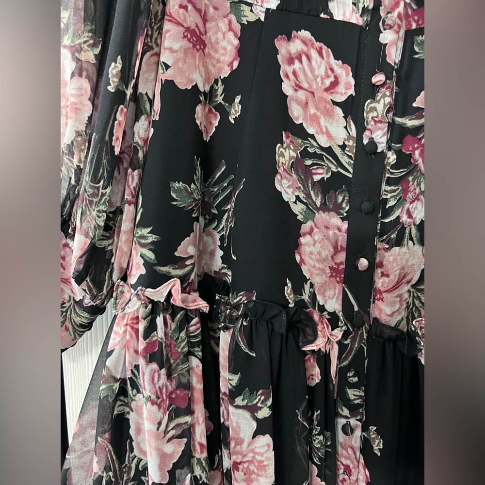 Bardot Floral Print Long Sleeve Chiffon Dress size 6 - Picture 8 of 13